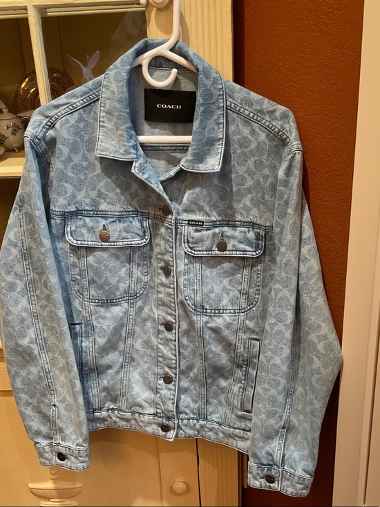 Coach Jackets & Blazers - Coach Light Blue Monogram Denim Jacket Women’s XL Excellent Condition